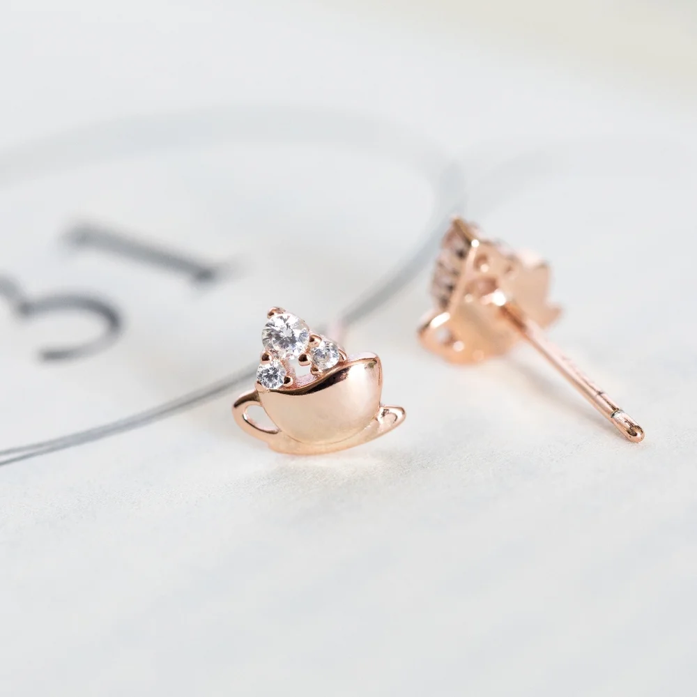 Petite Cappuccino Earring Studs (S925) - Only 1 left! - Picture 3 of 10
